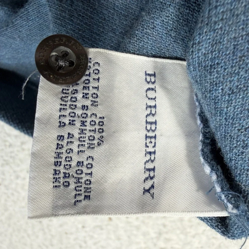 Burberry Golf Polo Shirt Men's XL Blue Nova Check Luxury Smart Casual Old Money - Picture 6 of 11